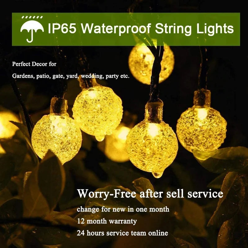 Crystal Globe Lights with 8 Modes Solar Powered Patio