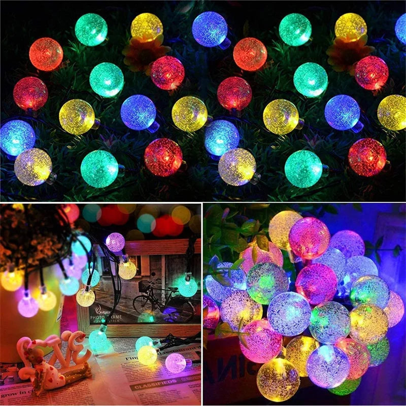 Crystal Globe Lights with 8 Modes Solar Powered Patio