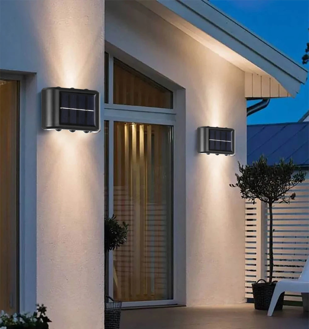 6LED Beads Up and Down Light: Solar Powered Waterproof Wall Light