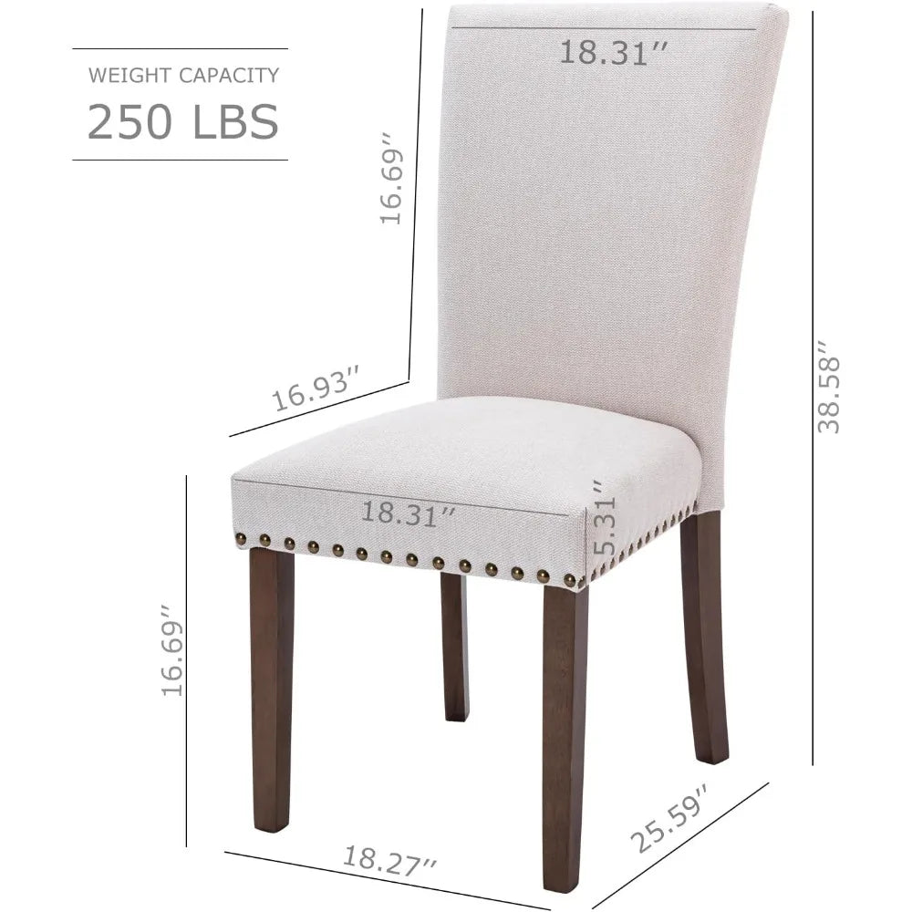 Upholstered Parsons Dining Chairs Set  - Beige