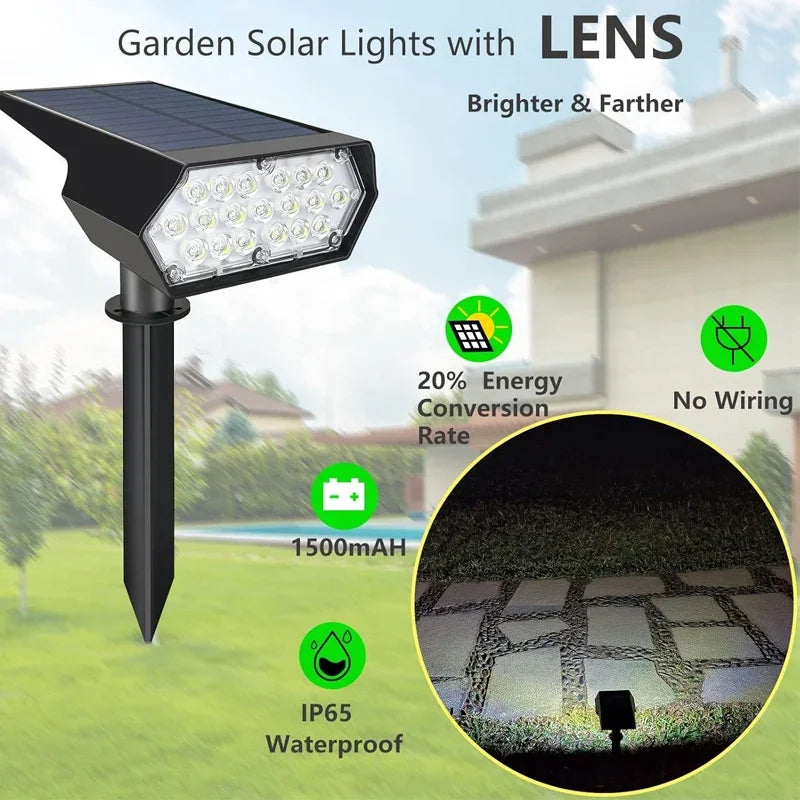 Solar Light with 2 Modes Garden Spotlight for Backyard Lawn Walkway