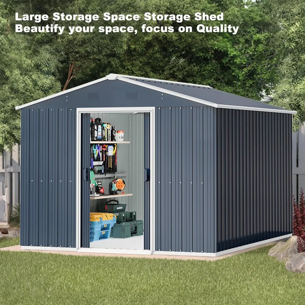 Utility Steel Tool Storage with Sliding Door and Air Vents, 10X8X6 FT