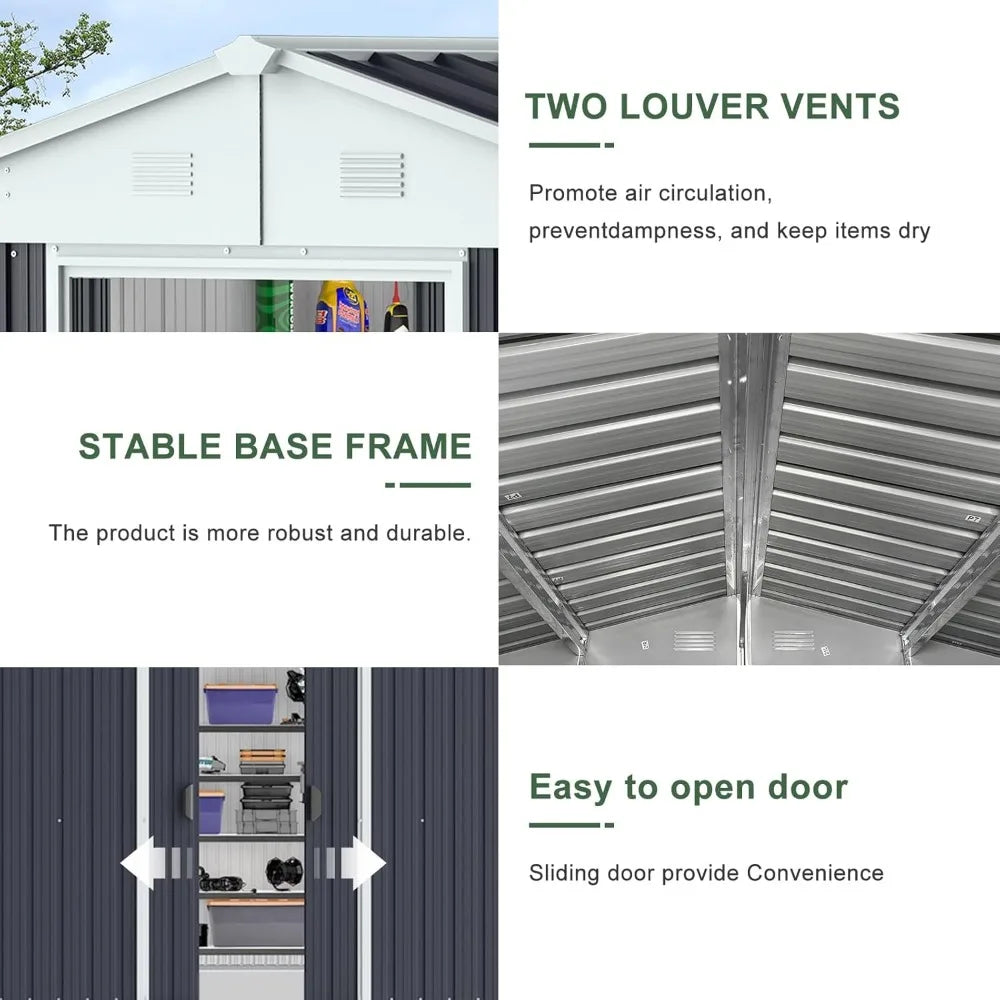 Utility Steel Tool Storage with Sliding Door and Air Vents, 10X8X6 FT