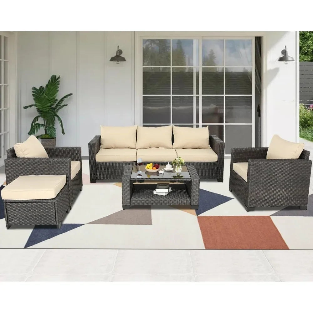 Outdoor Rattan Wicker Conversation Sofa Garden Sectional Sets