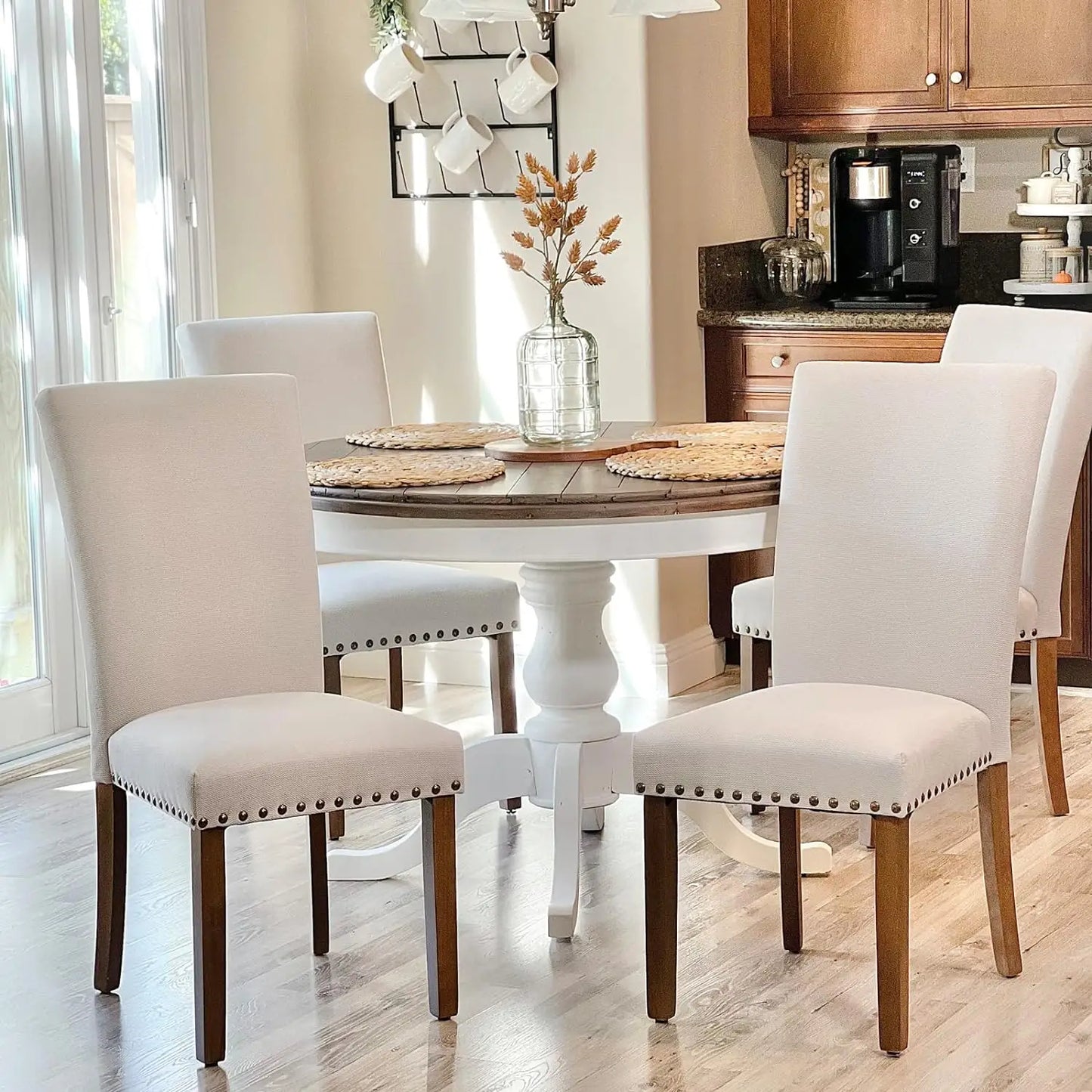 COLAMY Upholstered Parsons Dining Chairs Set - Beige