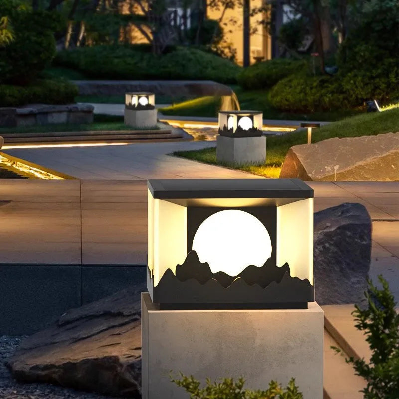 Modern Steet Pillar Chapiter Light For Outdoor Garden Path