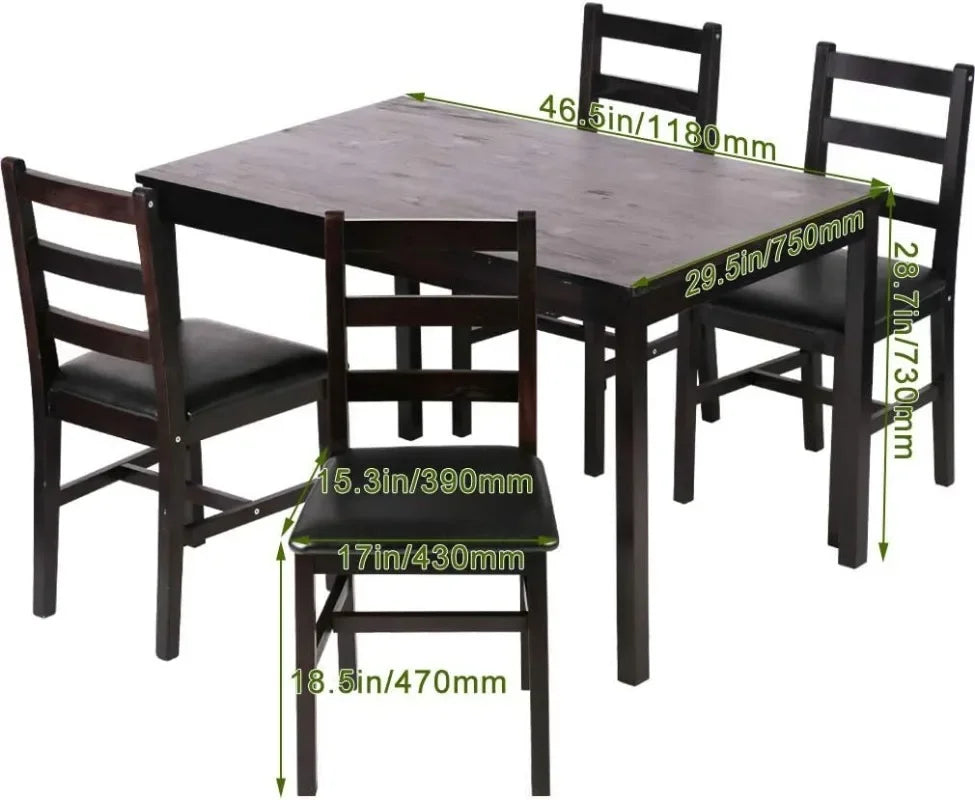 FDW Kitchen Table and Chairs for 4 Dining Room Table Set