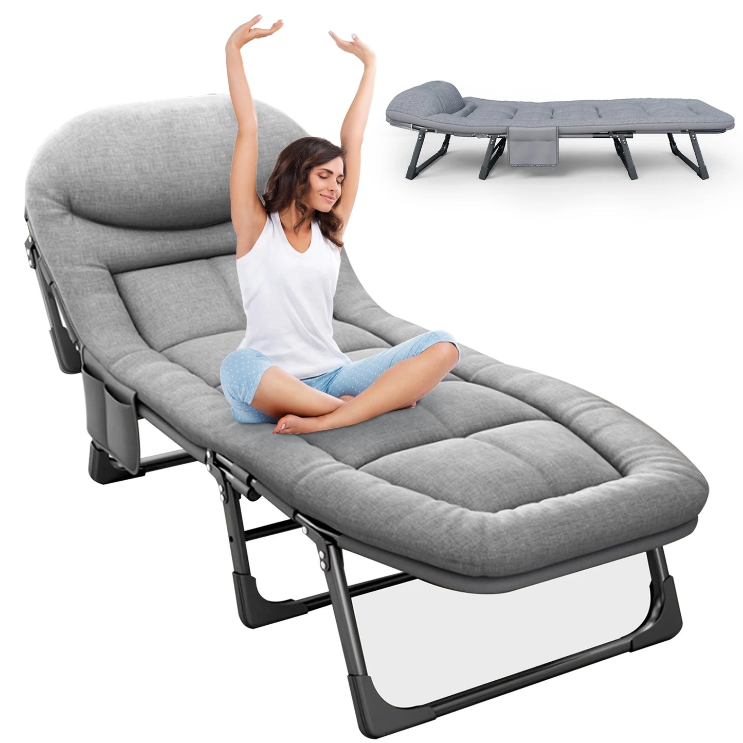 Portable Cot with Mattress for Adults