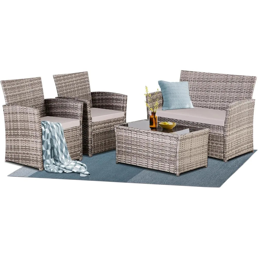 Rattan Sectional Sofa w/Coffee Table