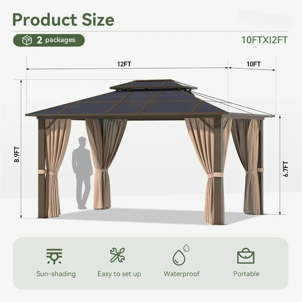 10' x 10' Outdoor Gazebo with Polycarbonate Top