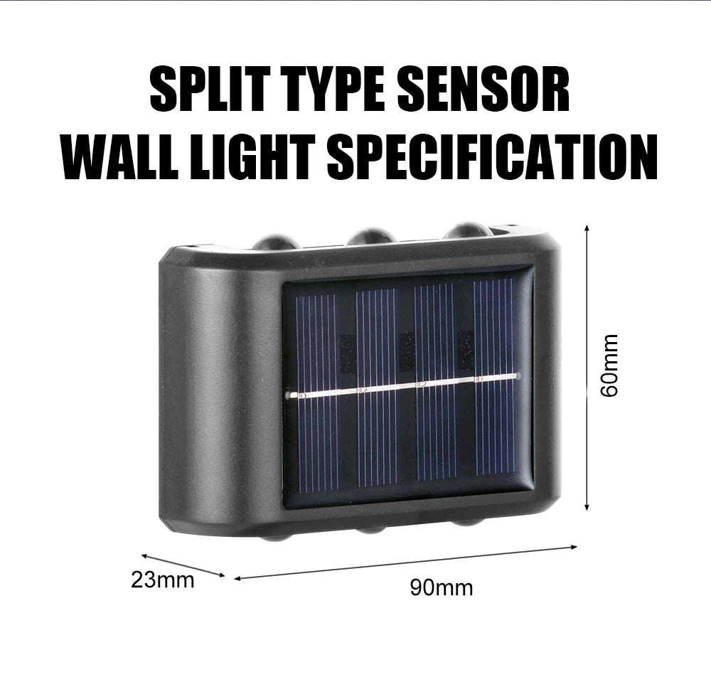 6LED Beads Up and Down Light: Solar Powered Waterproof Wall Light