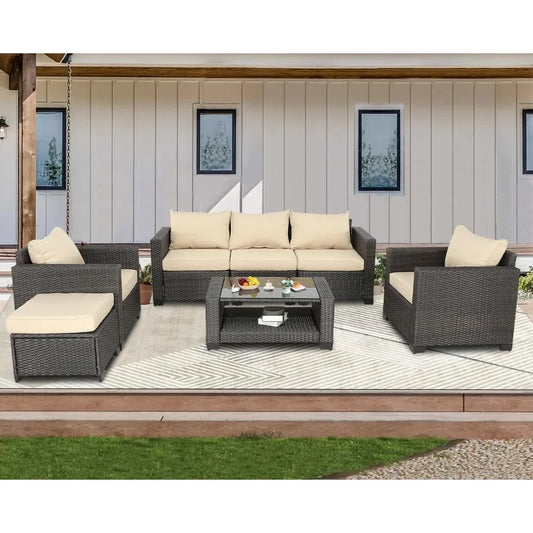 Outdoor Rattan Wicker Conversation Sofa Garden Sectional Sets