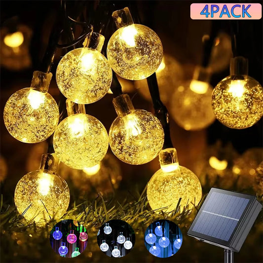 Crystal Globe Lights with 8 Modes Solar Powered Patio