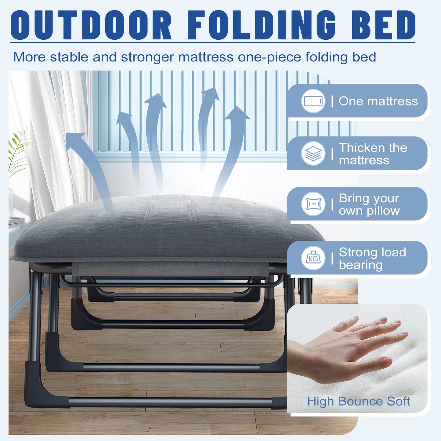 Portable Cot with Mattress for Adults