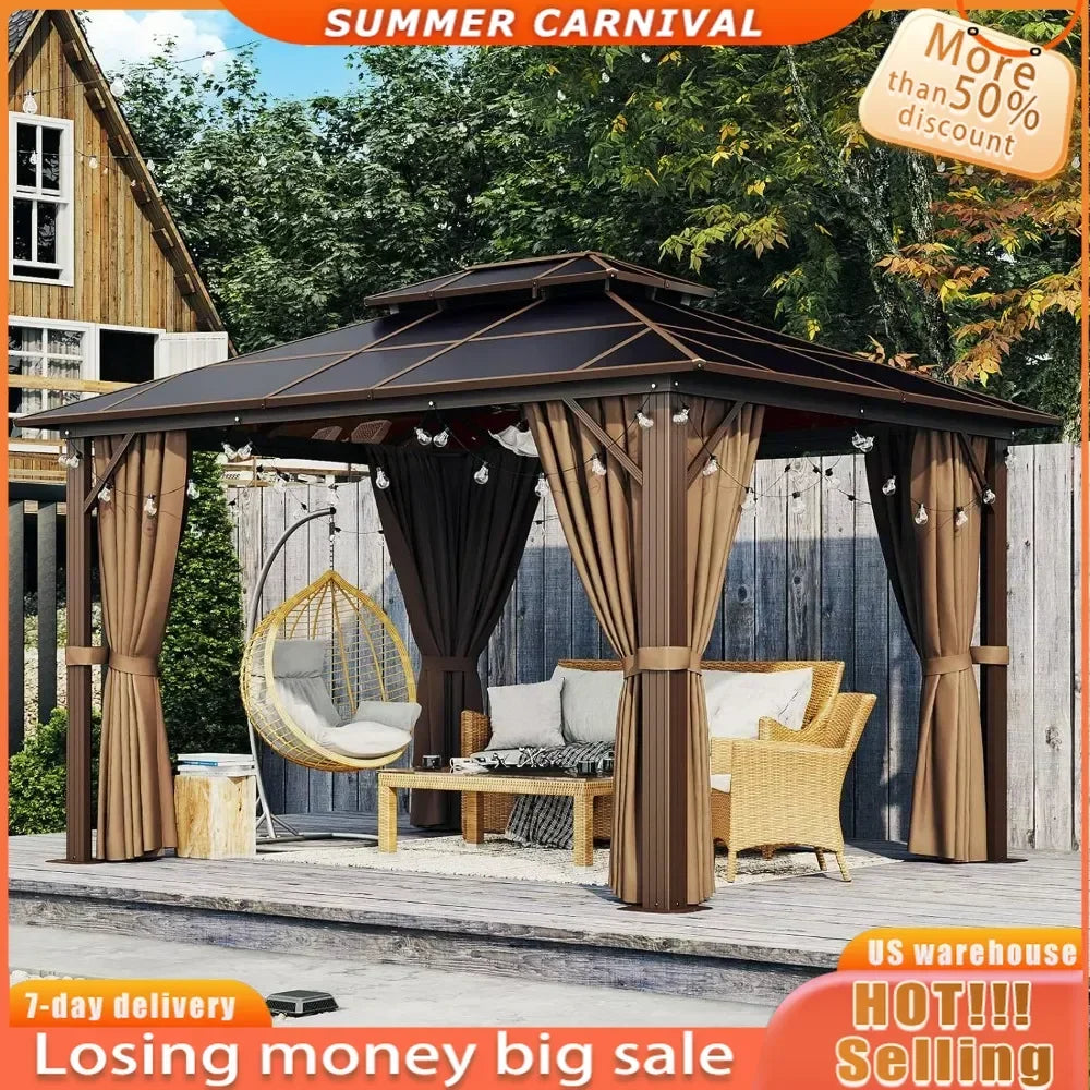 10' x 10' Outdoor Gazebo with Polycarbonate Top