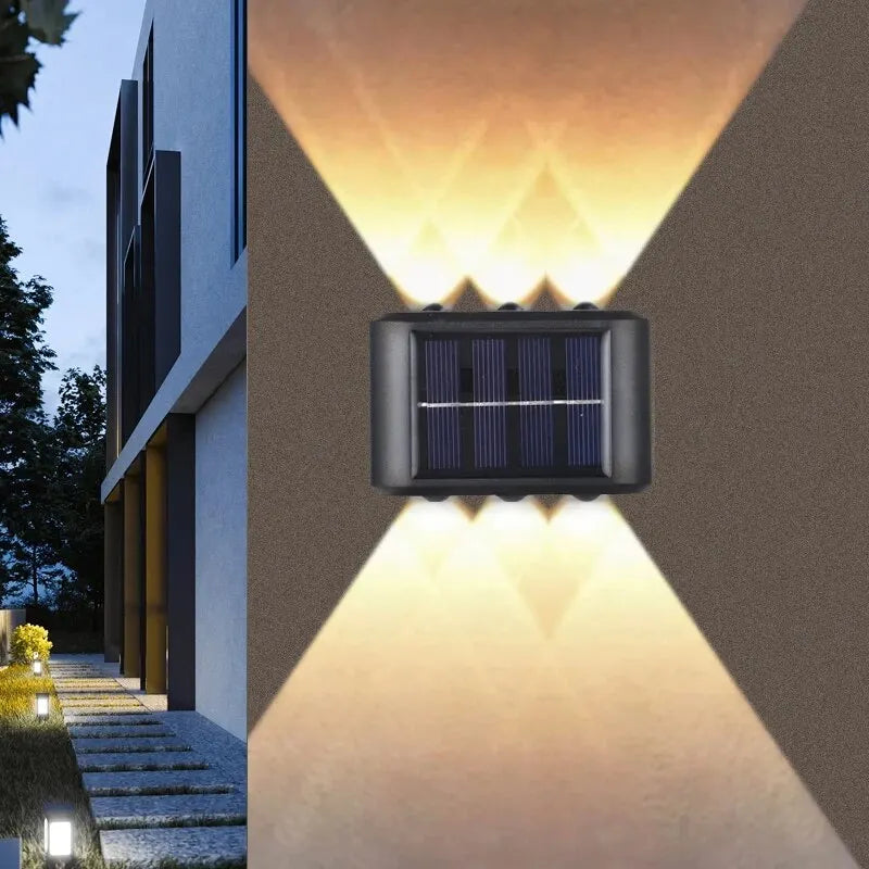 6LED Beads Up and Down Light: Solar Powered Waterproof Wall Light