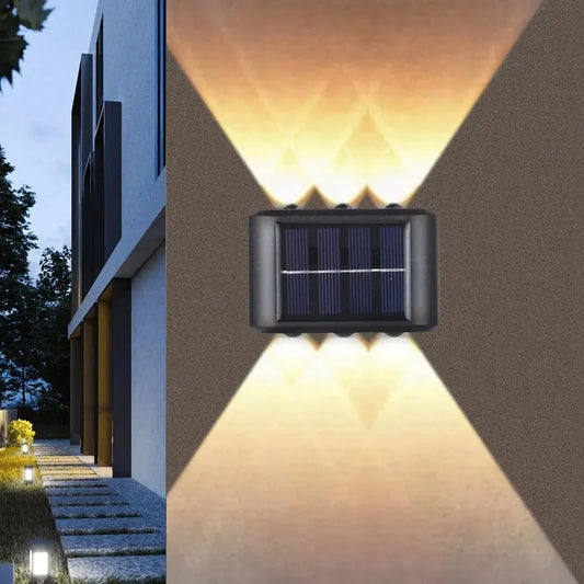 6LED Beads Up and Down Light: Solar Powered Waterproof Wall Light