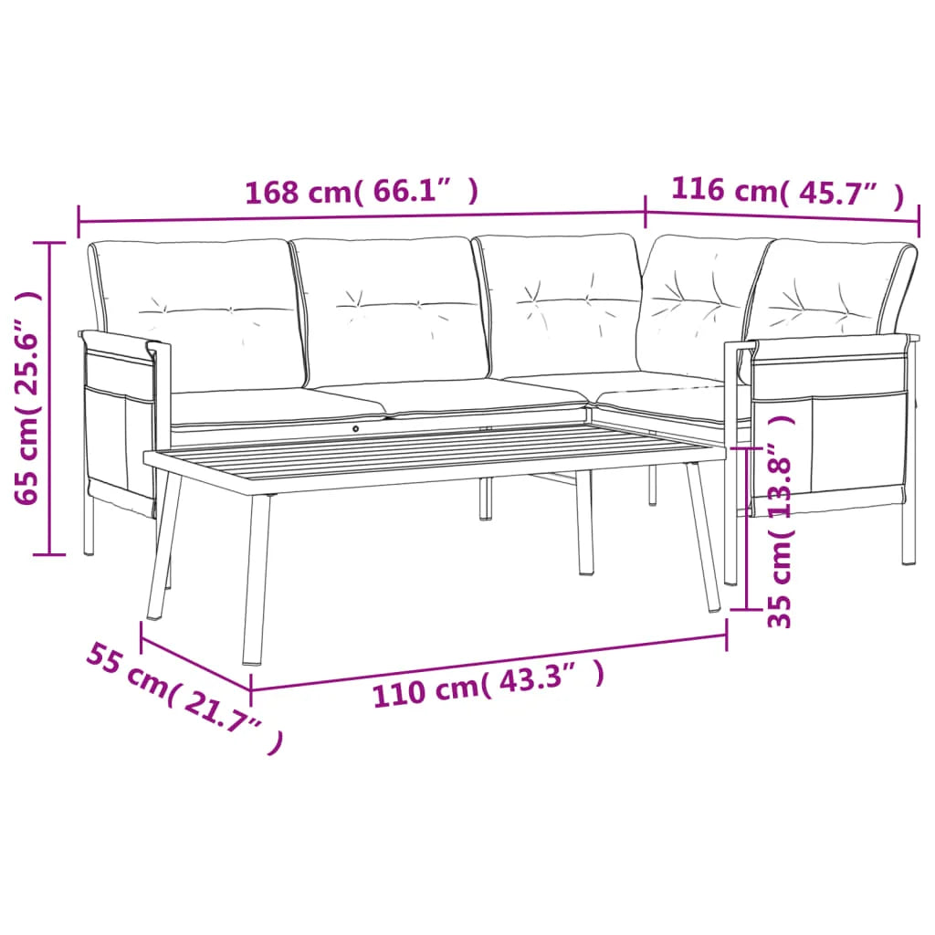 Patio Lounge Set Sofa Side Table