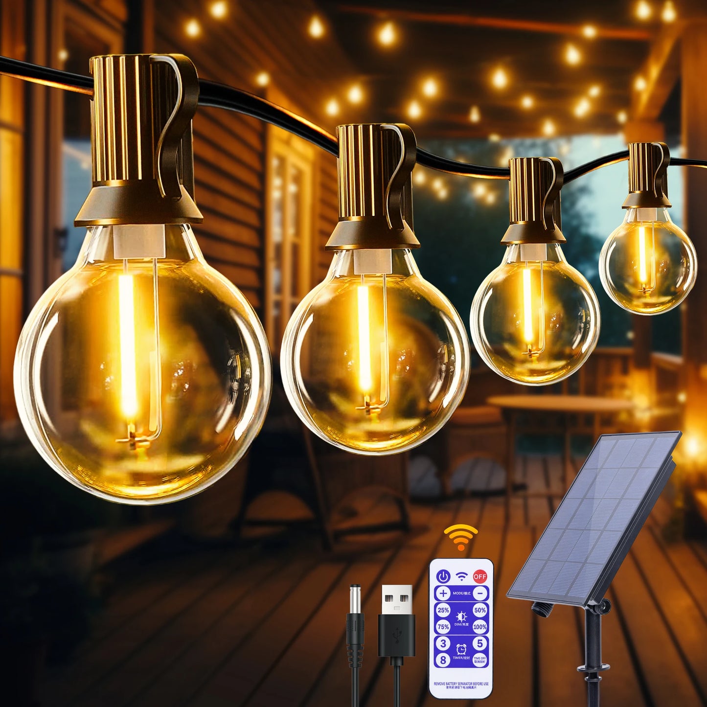 G40 Patio Lights with LED Shatterproof Bulbs